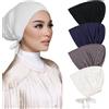 Comebachome Hijab undercap, 4pcs berretto hijab regolabile elastico con cravatta, morbido cotone musulmano interno sotto la sciarpa per le donne (stile 1)