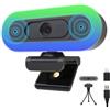 Hrayzan Webcam 2K per PC, Plug and Play, USB C con doppio microfono, luce ad anello, luce RGB di riempimento e copertura, webcam con messa a fuoco automatica per laptop, FOV a 65°, webcam in streaming