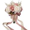 LEIFENY Bouquet da sposa con rose artificiali per cerimonia civile (manico in pizzo cavo)