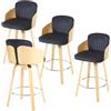 chairus Set di 4 Sgabelli da Bar in Velluto Sgabelli Cucina Girevole con Schienale Sedie Bar Alte con Gambe in Legno Sgabello con Poggiapiedi per Cucina/Bar/Penisola, Nero