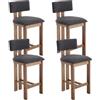 chairus Set di 4 Sgabelli da Cucina in Tessuto Sgabello da Bar con Gambe in Legno Sedie Alte Senza Braccioli Sgabelli Rustiche per Sala da Pranzo/Ristorante/Bar, Grigio