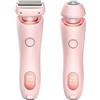 Layhou Rasoio Elettrico Donna, 2 in 1 Rasoio depilazione intima donna e Epilatore viso, IPX7 Impermeabile, Portatile Indolore Epilatore, Wet & Dry, per Bikini, Corpo, braccia e viso (Rosa)