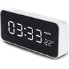 Green Blue GB397 Sveglia digitale con Termometro, 2 allarmi/funzione snooze, Funzione conto alla rovescia, orologio digitale con display della temperatura, alimentato tramite porta USB, bianco