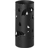 SONGMICS Porta Ombrelli per Entrata, Supporto per Ombrelli in Acciaio, con Vaschetta Scolapioggia Raccogligocce Rimovibile e 4 Ganci, Diametro 17 x 41 cm, Nero LUC024B01