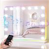 SONNI Specchio modello Hollywood con Bluetooth, specchio da trucco con modalità RGB e luce a 3 temperature di colore, 15 lampade LED, grande specchio cosmetico con controllo touch e funzione di