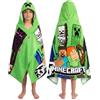 Minecraft Asciugamano Bambini Mare, Accappatoio Poncho con Cappuccio Creeper, Telo Mare Cotone bambini per piscina o spiaggia, taglia unica