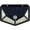 HUIOP Applique Solare di Movimento 100 LED Esterno Impermeabile Solare LED Applique da Parete PIR a Energia Solare Paesaggio Luci Accensione/Spegnimento Automatico per Recinzione Porta Balcone