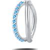 NovaNavel Piercing ombelico cerchietto one side luxury acquamarina in argento