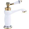 AUNMAS Rubinetto Lavabo Monocomando con Motivo Floreale, Miscelatore Acqua Calda/Fredda a Maniglia Singola, Beccuccio a Cascata per Bagno e Bidet