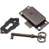 SagaSave Set di Serrature per Armadietti con Chiave Antica di Serratura in Bronzo Stile Vintage Serratura per Armadio Gioielli Custodia Trucco Mobili Porta Cassetto, Square