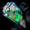 OPAL EMPIRE Ethiopian Fire Opal Grezzo Naturale Nero, Gemma Opale 11.2Ct 22x17 mm