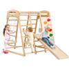VEVOR Struttura da Gioco Interna 7 in 1 per Bambini, Palestra Multifunzionale con Scala in Legno e Corda Altalena Sbarra Scivolo Parete da Arrampicata, per Divertimento al Coperto con Più Bambini