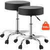 VEVOR Sgabelli con Ruote, Set da 2 Sedili Portata Massima 226,8 kg, Altezza Regolabile, Ergonomico Imbottito in Similpelle PU, Rotondo Girevole a 360° con Ruote, Colore Nero, per Salone Spa Clinica