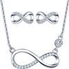 INFINIONLY Parure di gioielli, Collana Orecchini da donna ragazza, orecchini collana in argento 925, orecchini collana ciondolo con simbolo dell'infinito elegante, zircone intarsiato, argento