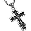 HZMAN Collana con croce ortodossa da uomo, in acciaio inox, vintage, con ciondolo a forma di crocifisso, idea regalo, 3.1 cm x 4.0 cm, Acciaio inossidabile, Non pietra preziosa