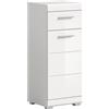 xonox.home - Armadio Linus 30 x 79 x 31 cm nella parte anteriore bianco lucido corpo bianco - Comò soggiorno sottile armadio bagno - moderno, salvaspazio e funzionale