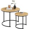 Yaheetech Set 2 Tavolini da Salotto Sovrapponibili Rotondi Design Moderno Tavolini da caffè Estraibili Mobile per Soggiorno Salotto, Quercia