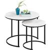 Yaheetech Set 2 Tavolini da Salotto Sovrapponibili Rotondi Design Moderno Tavolini da caffè Estraibili Mobile per Soggiorno Salotto, Bianco