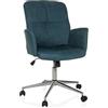HJH Office Sedia moderna da home office SOLAO 400 Sedia da scrivania girevole con ruote, funzione oscillante, regolabile in altezza, imbottita, Petrol
