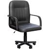 Vida Designs Morton - Sedia da ufficio in pelle, regolabile in altezza, con braccioli e ruote, per casa, lavoro e studio (nero)