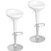 Baroni Home Sgabello Bar Girevole con Altezza Regolabile, Seduta in Plastica Base Cromata con Poggiapiedi e Fondo Antigraffio, Sgabello Cucina, Ristorante, Penisola, 40x45x59-79 cm (Bianco, 2)