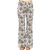 Bazar Deluxe Pantalone Zampa in Lino Stampato Ecrù e Tortora