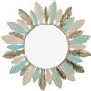 Haofy Specchio Decorativo Piuma, Decorazione da Parete in Metallo Moderno Espositore Appeso Unico Fiore di Piume Decorazione da Parete per Soggiorno Camera da Letto Home Office