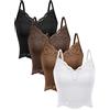 Bencailor 4 Canotte in Pizzo Canottiera Y2k Top Corto da Donna in Maglia a Costine (Cioccolato Fondente, Cioccolato, Bianco, Nero, L)