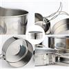 SHUAIGUO Set di Pentole da Campeggio in Acciaio Inossidabile da 4 Pezzi, Kit Portatile di Pentole e Padelle per 2-3 Persone, Escursionismo, Picnic, Avventure all'aria Aperta, Lucidato a Specchio,