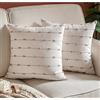 Caflife Set di 2 federe per cuscini in stile bohémien, 50,8 x 50,8 cm, beige e lino naturale, moderne federe decorative per divano, letto, soggiorno