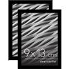 Americanflat Cornice Foto 9x13 cm Nere - Set di 2 Cornici 9x13 cm da Tavolo con Bordo Sottile e Vetro Resistente agli Urti - Portafoto con Ganci e Cavalletto Integrati per Pareti e Ripiani