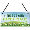 RED OCEAN Segni da giardino con scritta in inglese Our Happy Place, per casetta da giardino