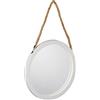 Relaxdays Specchio da Parete con Cordino, Rotondo, da Appendere, Cornice in Plastica, Diametro 35 cm, Bianco Naturale