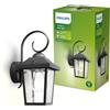 Philips Buzzard Lanterna da Parete Vintage + Lampadina LED E27, Luce Calda Bianca, per Illuminazione di Esterni, Casa, Giardino, Nero