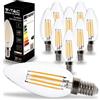 V-TAC 10x Lampadine LED Filamento Candela con Attacco E14-4W (Equivalenti a 35W) - 400 Lumen - Lampadina LED Massima Efficienza e Risparmio Energetico - 3000K Luce Bianca Calda