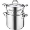 Barazzoni Spaghettiere ø22cm, Made in Italy, Acciaio inox 18/10, Induzione+Gas, Triplo fondo, Scolatura facile e sicura, PFAS free, Linea Chef Line