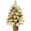 AGM Mini albero di Natale artificiale floccato con neve, 55 cm, per interni ed esterni, decorazione natalizia