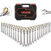 VEVOR Set di Chiavi Combinate a Cricchetto 24 Pezzi, Set di Chiavi a Cricchetto con Misure Metriche e SAE, Testa Snodata a 180°, Meccanismo a 72 Denti, con Custodia per Uso Casa e Auto, Nichel Grigio