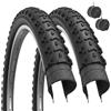 ECOVELO' 2 COPERTONI MTB 26x1.95 (53-559) + 2 CAMERE D'ARIA PER MTB BICICLETTA NERO BICI MOUNTAIN BIKE