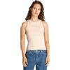 Calvin Klein Donna Canotta Monologo Rib Skinny Fit, Beige (Brazilian Sand), XXS