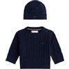 Tommy Hilfiger Newborn CABLE CREW WITH BEANIE KN0KN02158 BLUE (Dark Night Navy) 18 Month