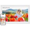 BIGASUO Cornice digitale Frameo da 64 GB, 15,6 pollici, bianco e legno bianco, grandi cornici elettroniche WiFi 1920 x 1080 IPS FHD Touch Screen, invia foto dal tuo telefono da qualsiasi luogo, migliori