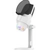 Walfront Microfono Gioco Dinamico USB USB RGB Microfono Mic Kit Cancellazione del Rumore PC Mic per Giochi/Meeting/Live Streaming/Registrazione Audio/Video (WHITE)