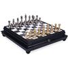 Italfama Metallo Set di Scacchi Oro Argento Marmo Legno Scheda Con Cassetto 55cm