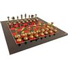 Italfama Ottone Scacchi Set Con Rosso Nero Acero Tavola Fatto a Mano Italia