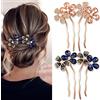 Chicamy Set di 2 Pettini a Clip Laterale Decorativi con Strass Cristallo, Fermaglio Elegante per Capelli, Accessori da Sposa