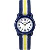 Timex TIME Maskiner 29 mm blå/gul rand elastiskt tyg barnklocka, blått/gult, Childrens, armband
