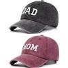 Generic Berretto da Baseball da 2 Pezzi alla Moda Vintage Ricamato Regolabile a fattura Lunga Cappello da Baseball Classico per Genitori Coppie Mamma papà