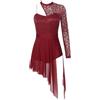 RUNQHUI - Vestito da Donna per Pattinaggio Artistico, in Pizzo, a Maniche Lunghe, per Ginnastica e Danza, B Nero, L