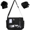 Tsawntd Borsa da Scuola Giapponese Borsa a Tracolla Kawaii in Nylon Nero ITA con Tasca con Display a Spilla Tracolla Regolabile ITA di capacità per Le Donne Gilrs